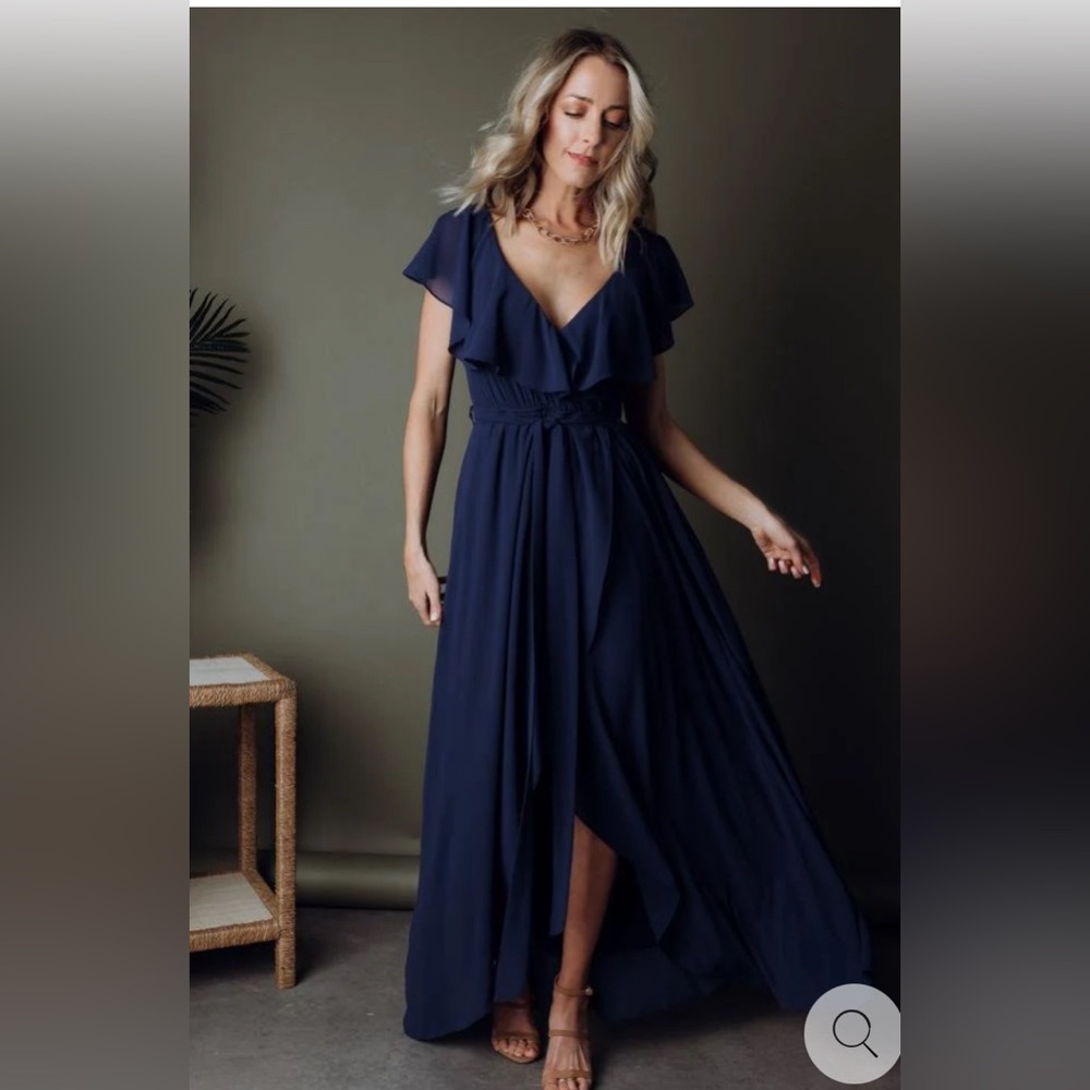 NWT Baltic Born Katya Ruffle Maxi Dress Navy XS